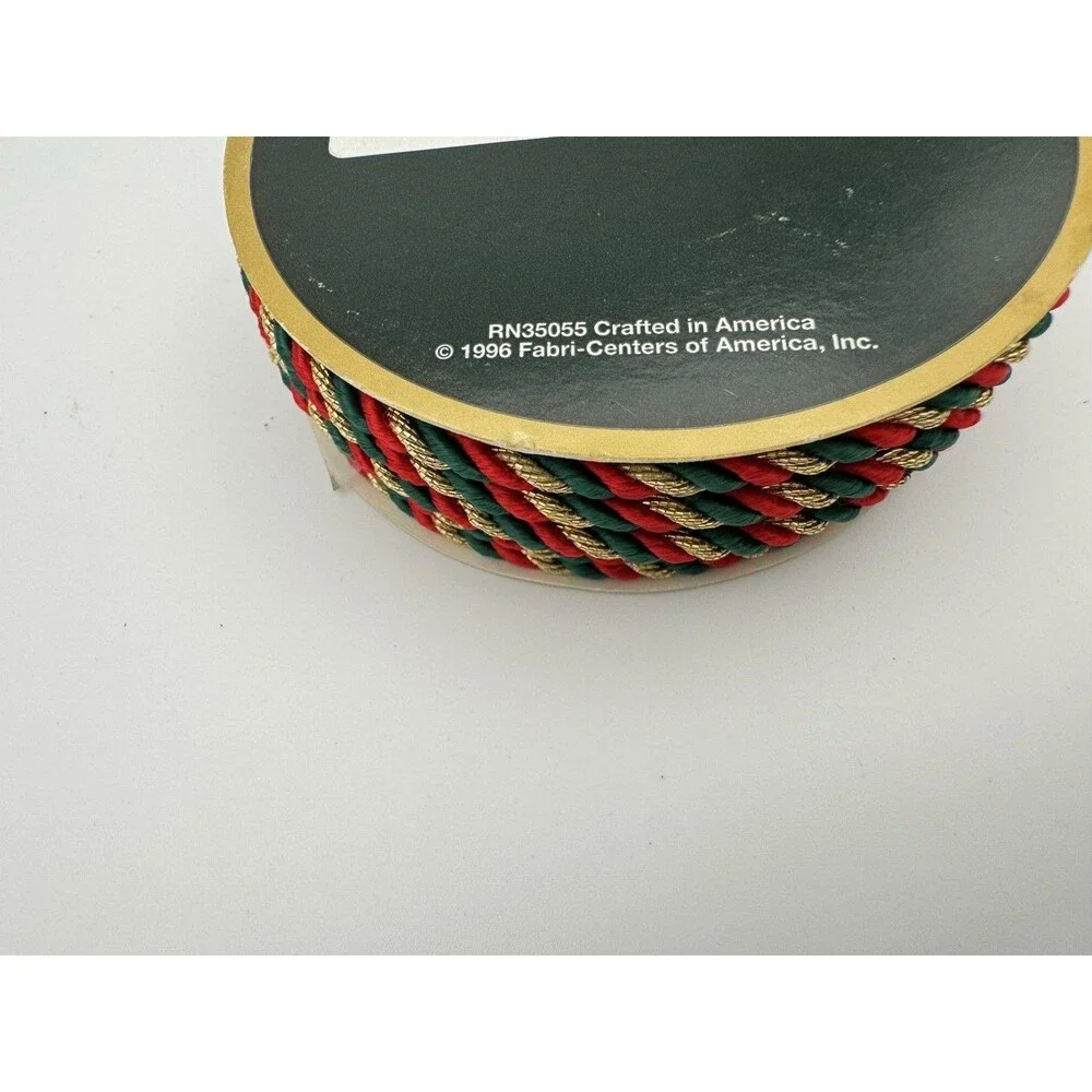 VTG 1996 All The Trimmings Red Green Gold Christmas Cord Trim Hirscheberg Braid